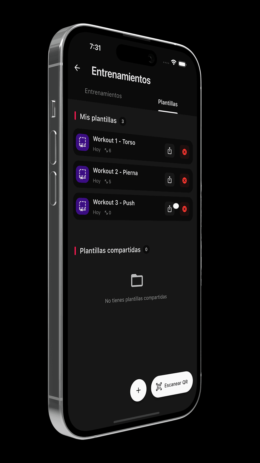 Plantillas de entrenamiento personalizadas en Gymnacia: rutinas de Torso, Pierna y Push para gimnasio